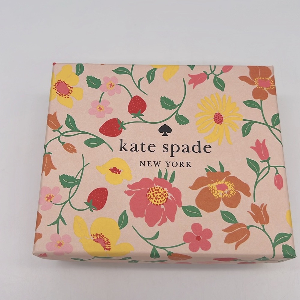 Kate Spade Boxed Madison Strawberry Garden Small Slim Card Holder Pink Multi - Picture 10 of 15